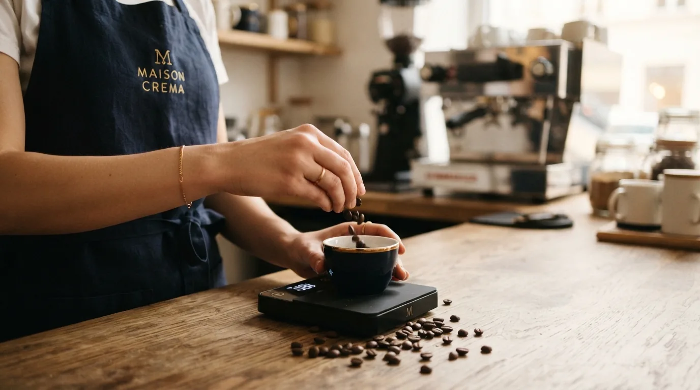Espresso extracting from a portafilter in rich golden streams