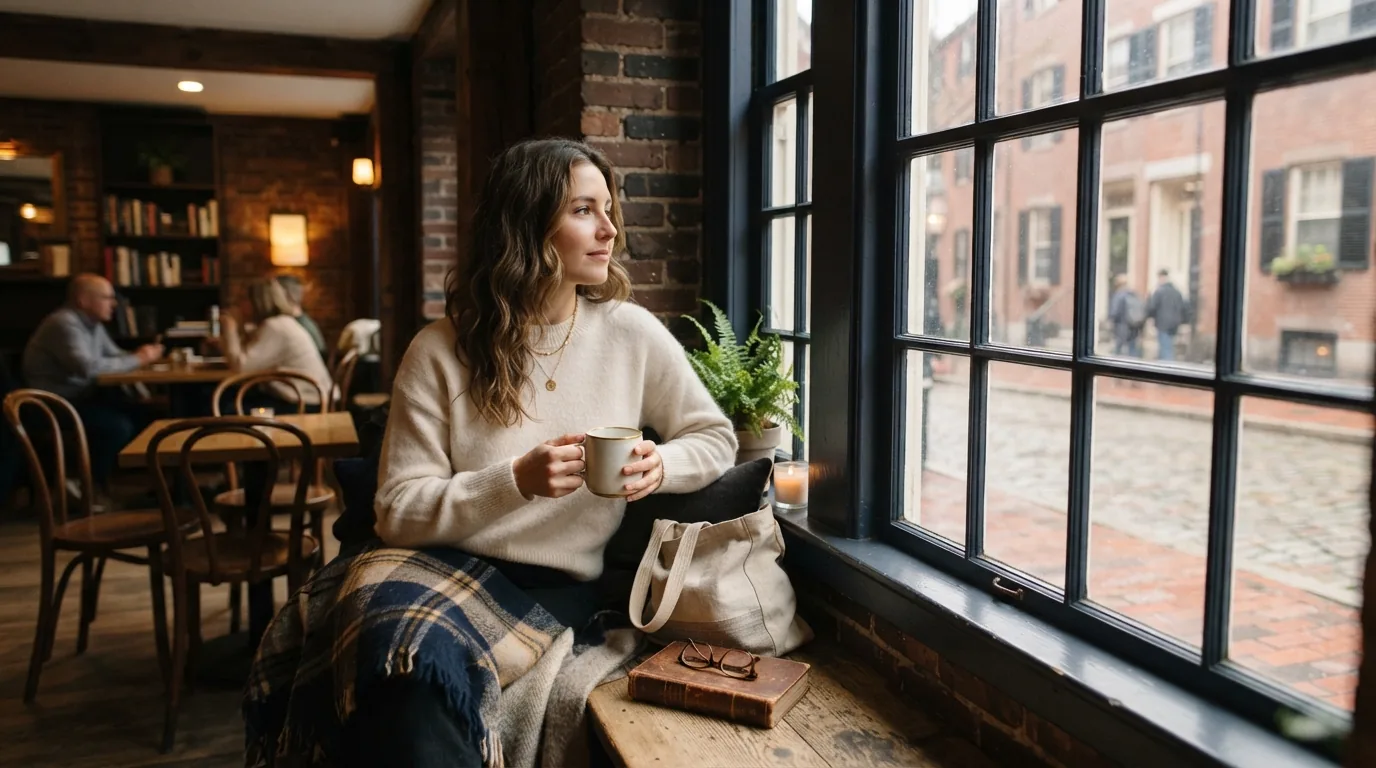 Interior of a Boston specialty coffee shop