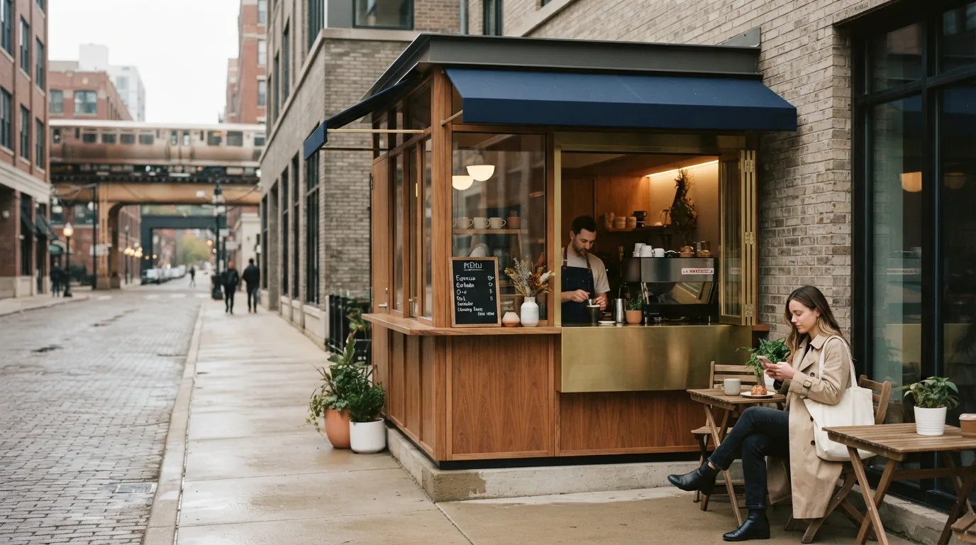 A Chicago coffee shop storefront on a city street