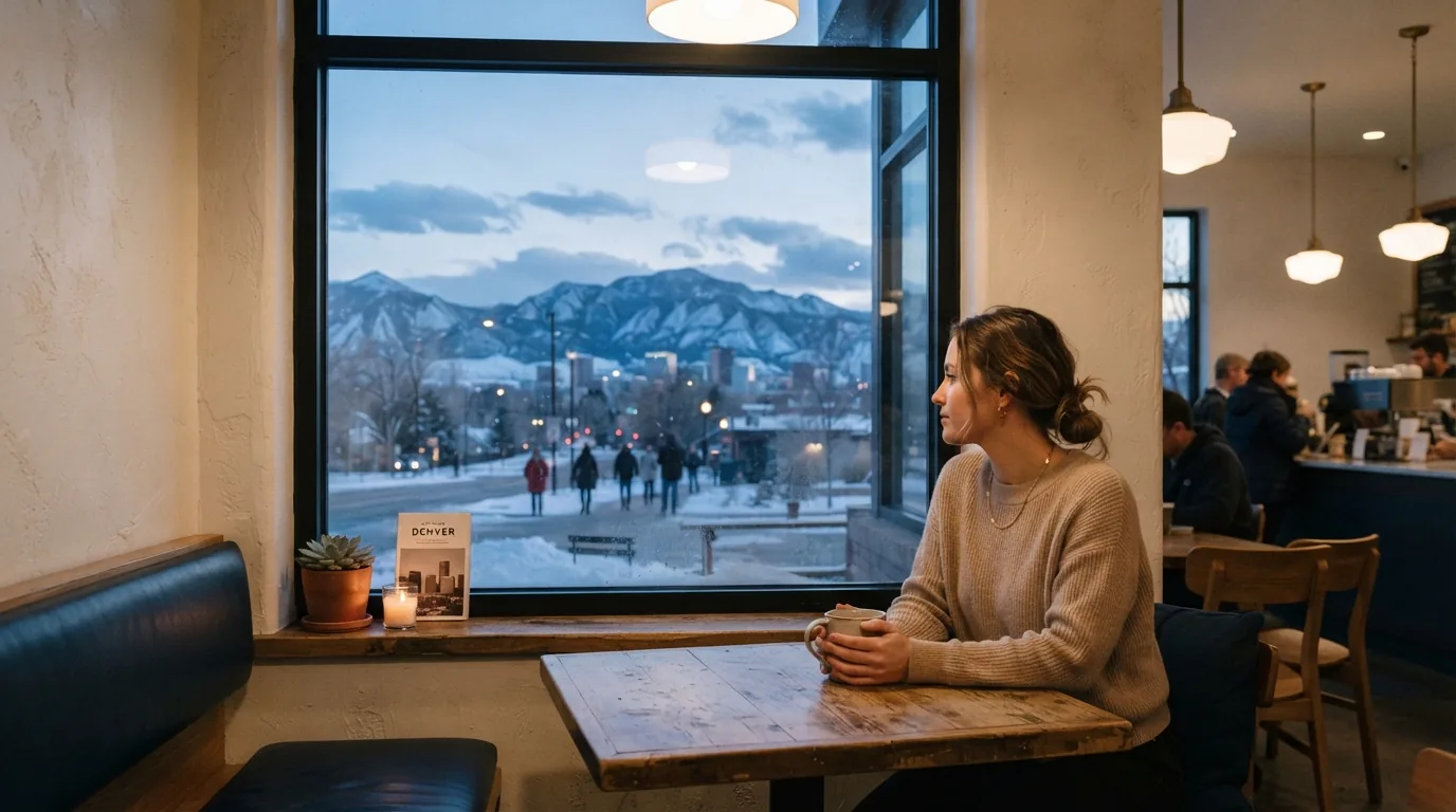 A minimalist coffee shop interior in Denver