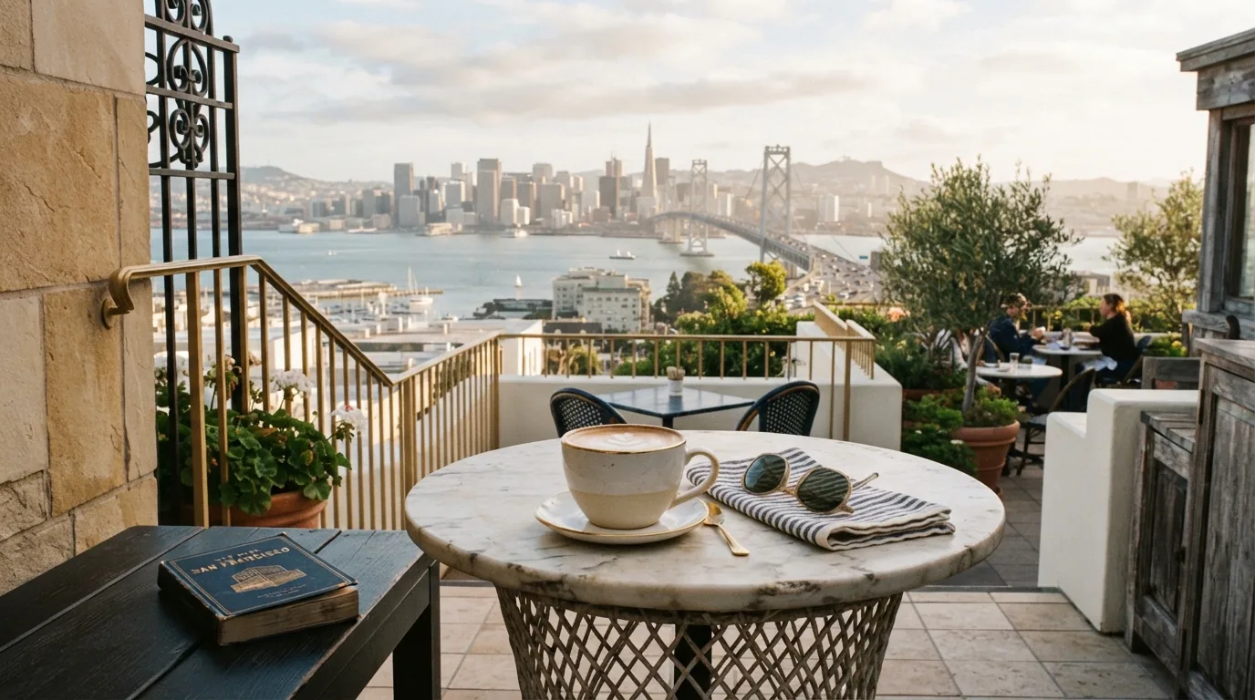 A San Francisco specialty coffee shop with a view