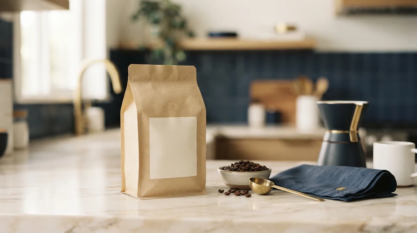 A bag of whole bean coffee, the format most decaf beans are sold in