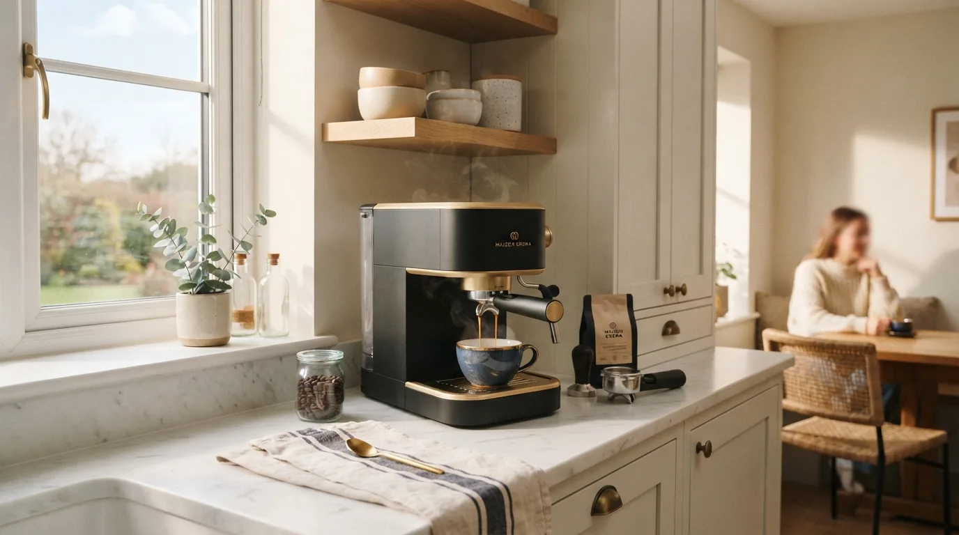A traditional stovetop coffee ritual, styled for a home kitchen